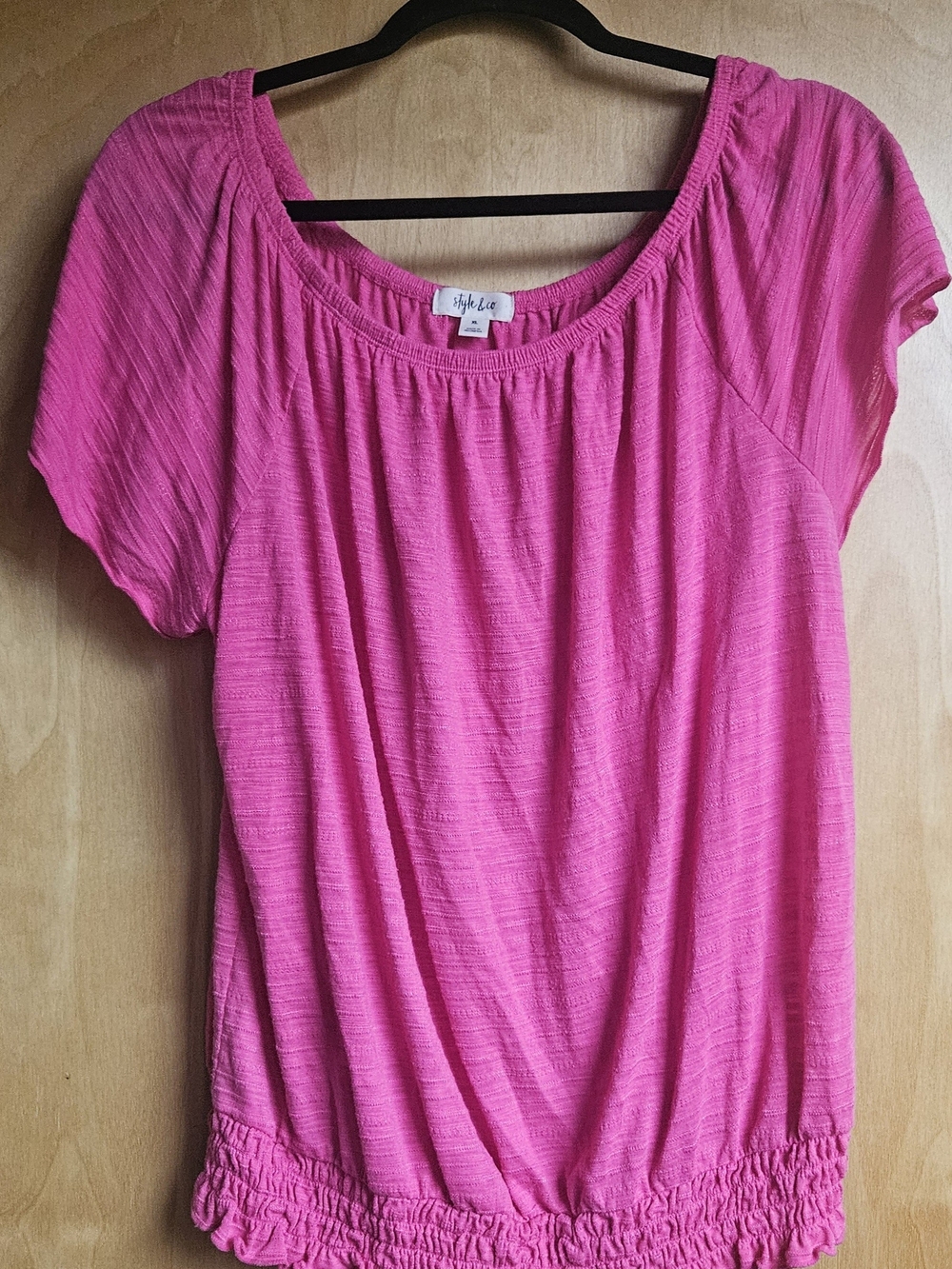 Style & Co. Women's Bright Pink Short-Sleeve Scoopneck Top